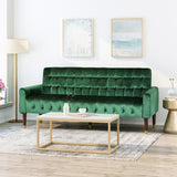 Christopher Knight Home® - Noble House - Hertford Tufted Velvet Sofa with Gold Tipped Tapered Legs