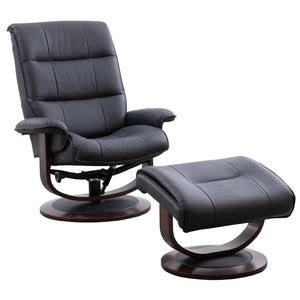 Parker House Parker Living Knight - Black Manual Reclining Swivel Chair and Ottoman Black 70% Polyester, 30% PU (W) MKNI#212S-BLC