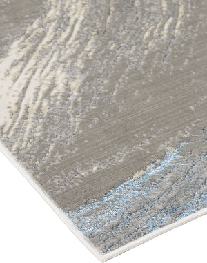 Feizy Rugs Azr3524f Azure Contemporary Abstract Low Pile Rug - Stain-resistant, Durable, And Perfect For High Traffic Areas Gray,Ivory,Blue Polyester,Polypropylene Azr3524fgryslvj20