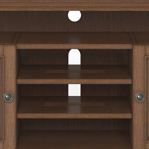 English Elm Amherst 54-Inch Solid Wood Tv Media Stand - Rustic Natural Aged Brown With Adjustable Storage & Style B136P158378