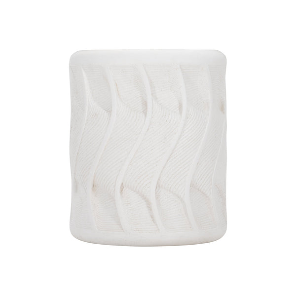 Bernhardt Bernhardt Nautilus-Inspired Outdoor Accent Table — White Stonecast, Weather-Resistant 15" Side Stand X03129