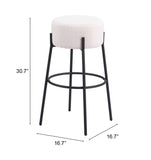 Blanche Barstool - Set of 2 Ivory 109742 Zuo Modern