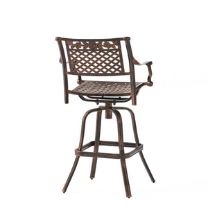 English Elm Christopher Knight Home® - TAHOE Cast Aluminum Bar Stool 29.5" Antique Copper Finish — Elegant Patterned Outdoor Patio Seating Durable 54024.00