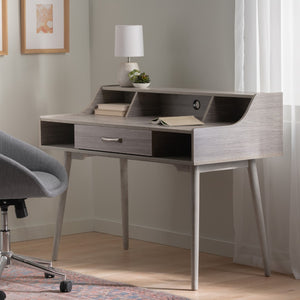 Christopher Knight Home® - Noble House - Brenda Mid Century Modern Grey Oak Finished Fiberboard Home Office Desk