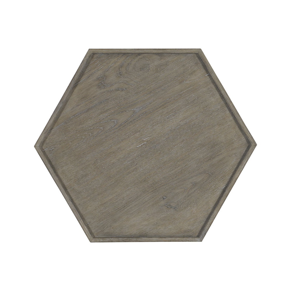 Bernhardt Bernhardt Albion Hexagon Side Table — Hexagonal White Oak Accent Table With Pewter Finish, Gallery Top & Moroccan Arches 311124