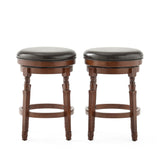 Christopher Knight Home® - Noble House - - Backless 25.5" Faux Leather Swivel Counter Stools, Set Of 2, Chocolate Brown