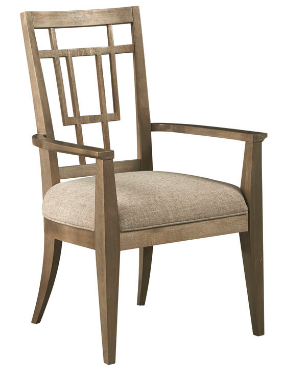 A.R.T. Furniture Woodwright Rohe Arm Chair - Elegant Transitional Design In Champagne Finish With Plush Linen Cushion - Set Of 2 Brown, Gray Parawood Solids,Primavera Veneer,And Upholstery 253205-2325