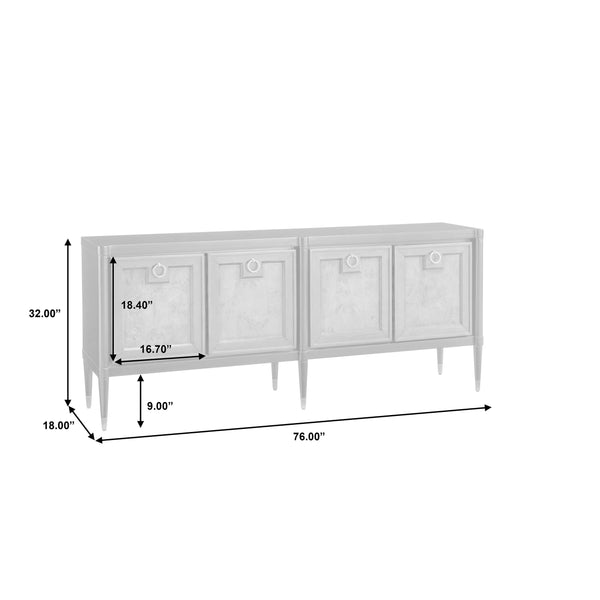 Pulaski Furniture 4-door Mid-century Modern Console With Elegant Mapa Burl Doors, Versatile Storage & Stylish Design Black Mapa Burl P301794-pulaski