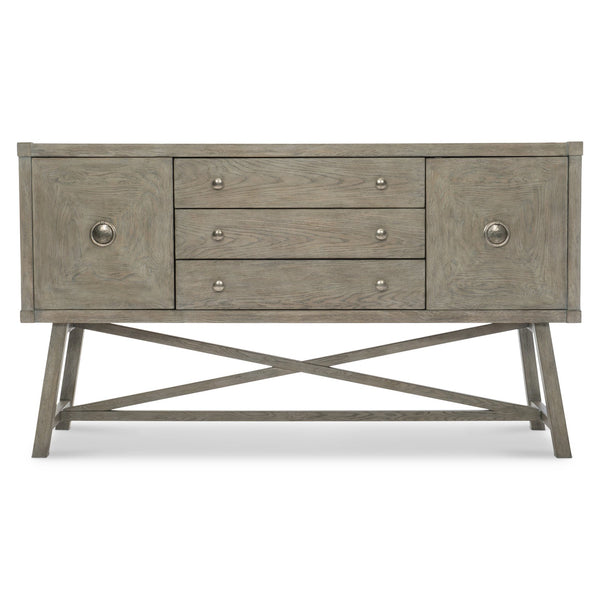 Bernhardt Bernhardt Weathered Pewter Albion Sideboard With X-Stretcher Base, 3 Drawers & Adjustable Shelves 311130