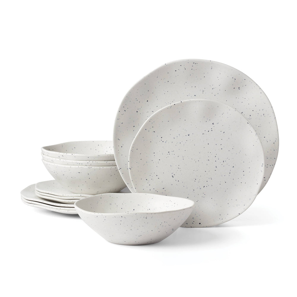 Lenox Oneida Terrazzo Melamine Cream 12 Piece Dinnerware Set White, WHITE MELAMINE 895951
