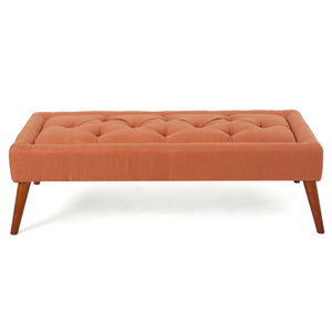 English Elm Christopher Knight Home® - Ottoman 50" Orange Button-Tufted Upholstered Bench with Storage, Birch Legs, Modern Accent Seat 59075.00ORG