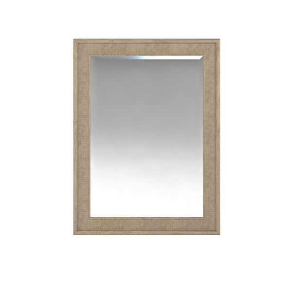 A.R.T. Furniture Finn Mirror - Mid-century Modern Design With Tawny Finish & Woven Raffia, Versatile Wall/Dresser Mount Light Brown Parawood Solids,Raffia,Glass 313120-2803