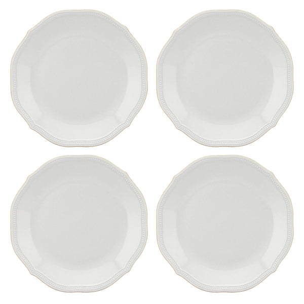 Lenox French Perle Bead Dinner Plates, Set of 4 White, WHITE STONEWARE 895711