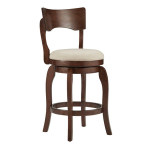 Homelegance By Top-Line Beckham Swivel 24-inch Brown Counter Height Barstool Beige Rubberwood