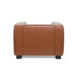 English Elm Christopher Knight Home® - CLUB Chair with Tuxedo Silhouette, Faux Leather Upholstery and Bold Birch Wood Legs for Comfort Light Brown 31.75 L x 24.5 W x 22.5 H 71800.00COGN