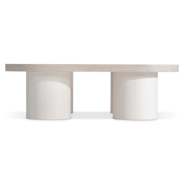 Bernhardt Bernhardt Round‑Square Turo Cocktail Table In Wire‑Brushed Bone Oak With Fossil Cylinder Legs, 54" 508022