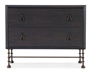 Hooker Furniture Big Sky Bachelors Chest With Pecky Hickory Veneer, Felt & Cedar Drawers, Turned Metal Legs, Power Medium Brown 6700-90017-98