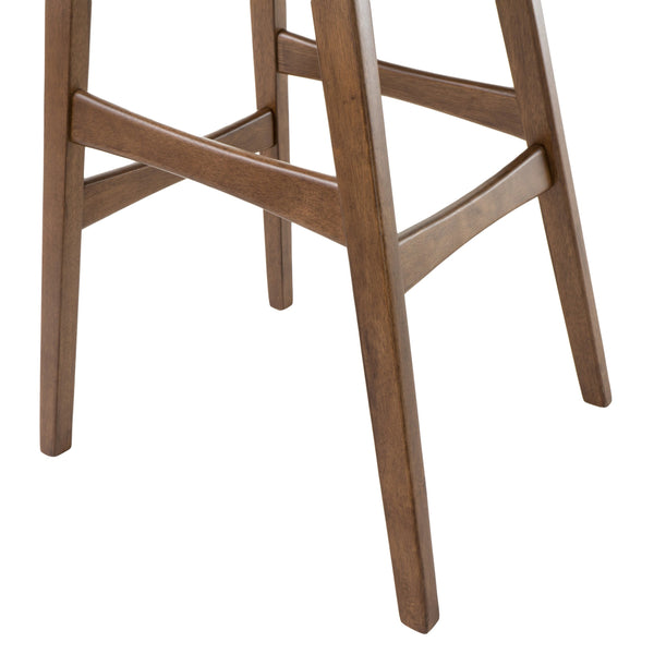 English Elm Christopher Knight Home® - Bar Stool Set Of 2 - Mid-Century Modern Light Beige Fabric With Walnut Legs For Kitchen & Home Bar 58922.00WNT