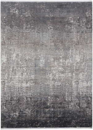 Feizy Rugs Cadiz Abstract Low Pile Rug - Modern Elegance With Distinctive Patterns Inspired By Spanish Architecture Gray,Black,Silver Viscose,Acrylic 86639fwfchlblkj20