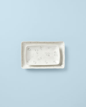 Lenox Oyster Bay 2-Piece Nesting Serving Platters White, WHITE PORCELAIN 894095