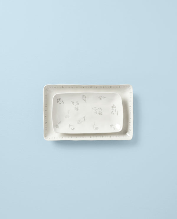 Lenox Oyster Bay 2-Piece Nesting Serving Platters White, WHITE PORCELAIN 894095