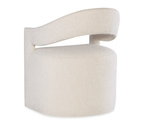 Hooker Furniture Modern Inverness Upholstered Arm Chair With Boucle Fabric, Metal Base & Casters For Small Spaces 6850-75500-05