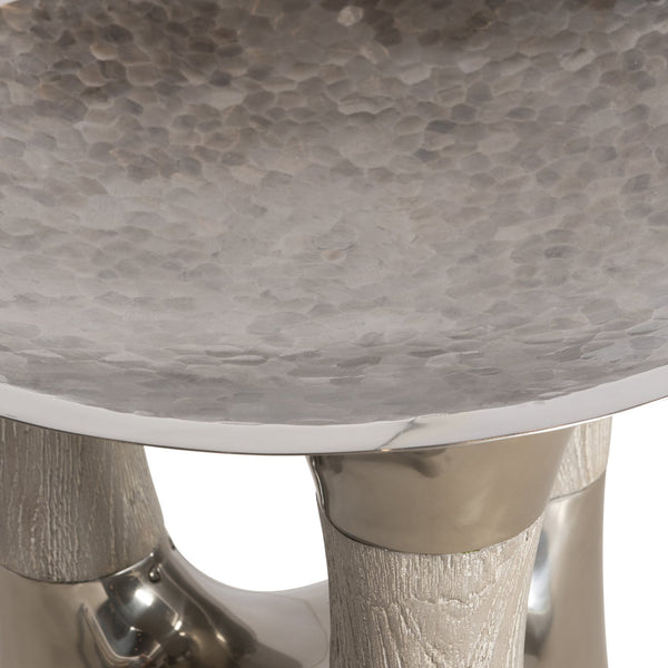 Bernhardt Bernhardt Dalton 60" Dining Table With Glass Top, Weathered Greige Oak Base & Hammered Bronze Bowl K2010