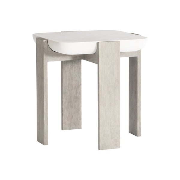 Bernhardt Bernhardt Gooding Side Table With Faux-Concrete Basin Top, Flint Wood Legs, 24" Square Accent Piece 484123