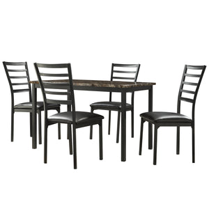 Homelegance By Top-Line Villard Faux Marble Black Metal 5-Piece Dining Set Black Wood