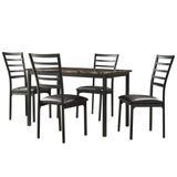 Villard Faux Marble Black Metal 5-Piece Dining Set