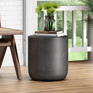 English Elm Outdoor Seamless Concrete Barrel Side Table for Patio Lounge and Indoor Accent Use 73448.00