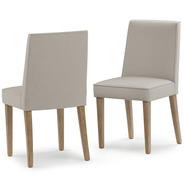English Elm Bartow Upholstered Dining Chair Set of 2 in Natural — Rubberwood Legs, Foam Padding, Contemporary Piping B136P159925