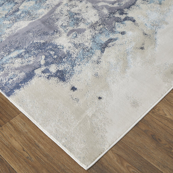 Feizy Rugs Astra Abstract Watercolor Rug – Elevate Your Space With Luxurious Metallic Designs And Soft Texture Blue,Gray,Ivory Polyester,Polypropylene Ara39l4fgrynvyf00