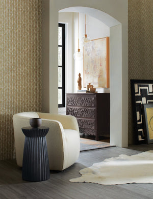 Hooker Furniture Commerce Sculptural Galway Spot Table — 12" Round Mango Wood End Table, Scalloped Pedestal, Black Finish 7228-50702-99