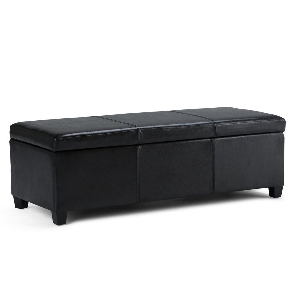 English Elm Avalon Storage Ottoman Bench In Midnight Black - Stylish Seating With Hidden Storage & Safety Hinge B136P158633