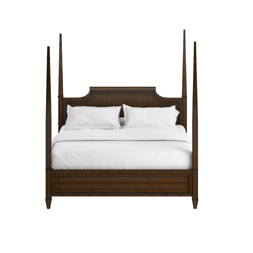 A.R.T. Furniture Eave Traditional Four Poster Bed With Elegant Scroll Back Headboard For Timeless Bedroom Style Brown Material(S), Poplar And Parawood Solids,Walnut Veneer 336135-1860