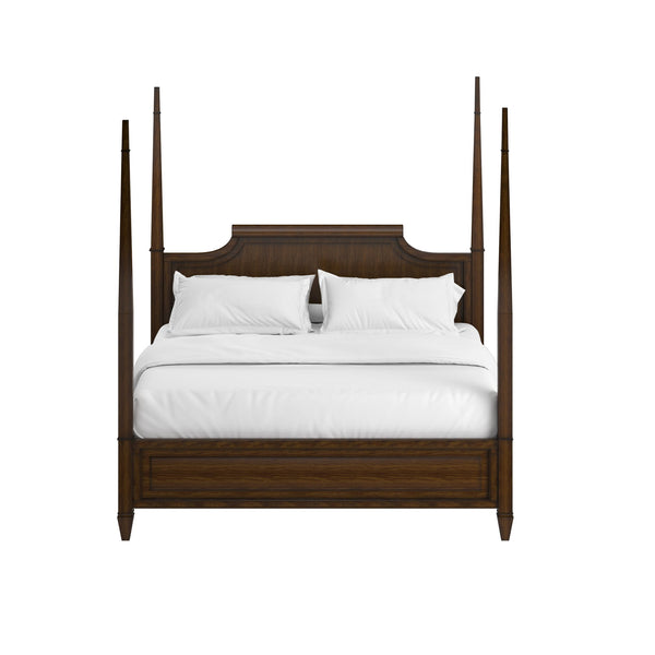 A.R.T. Furniture Eave Traditional Four Poster Bed With Elegant Scroll Back Headboard For Timeless Bedroom Style Brown Material(S), Poplar And Parawood Solids,Walnut Veneer 336136-1860
