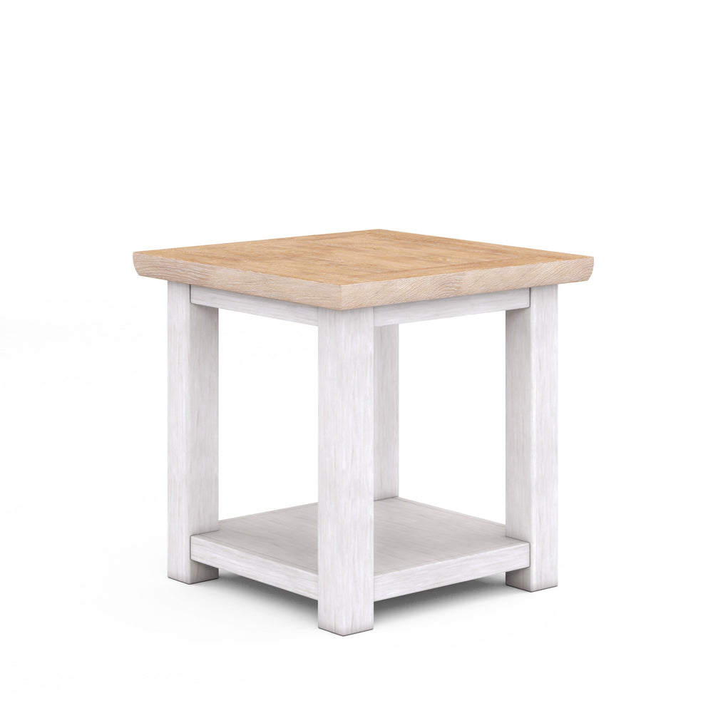A.R.T. Furniture Post Two-tone End Table With Fixed Shelf - Stylish Ash & Pine Build For Modern Farmhouse Décor Light Brown, White Ash And Pine Solid,Plank,Effect Flakey Oak And Pine Veneer 288303-2340