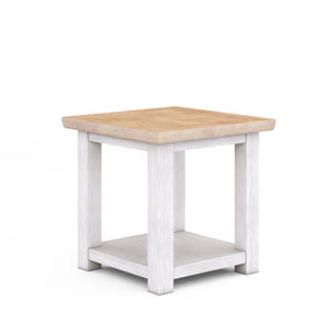 A.R.T. Furniture Post Two-tone End Table With Fixed Shelf - Stylish Ash & Pine Build For Modern Farmhouse Décor Light Brown, White Ash And Pine Solid,Plank,Effect Flakey Oak And Pine Veneer 288303-2340