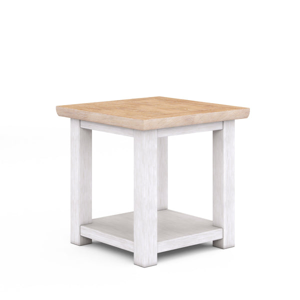 A.R.T. Furniture Post Two-tone End Table With Fixed Shelf - Stylish Ash & Pine Build For Modern Farmhouse Décor Light Brown, White Ash And Pine Solid,Plank,Effect Flakey Oak And Pine Veneer 288303-2340