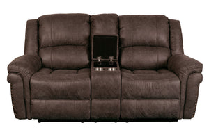 Porter Designs Porter St John Motion Reclining Love Seat - Plush Brown Leather-like Comfort For Stylish Living Brown Fabric 03-201-02-7625