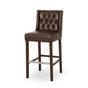 English Elm Christopher Knight Home® - BARSTOOL sleek PU upholstered counter stool with sturdy frame, ergonomic seat and modern minimalist design Dark Brown 70678.00PUDBRN
