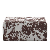 Homelegance By Top-Line Chayce Cowhide Fabric Storage Ottoman Brown Polyester