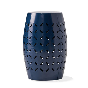 English Elm Lilac Barrel Iron Outdoor Accent Table with Leaf Cutout Pattern for Patio or Balcony 61305.00