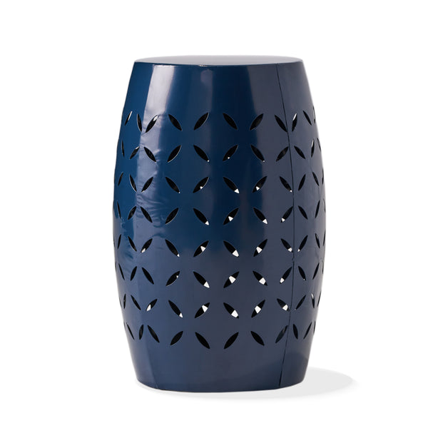English Elm Lilac Barrel Iron Outdoor Accent Table with Leaf Cutout Pattern for Patio or Balcony 61305.00