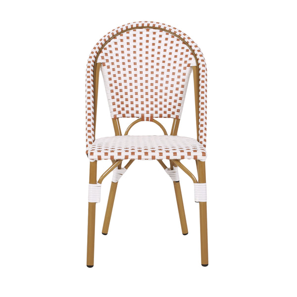 English Elm Outdoor Woven Rattan Bistro Chair Set of 2 with Aluminum Frame Bamboo Print Finish 69958.00RT