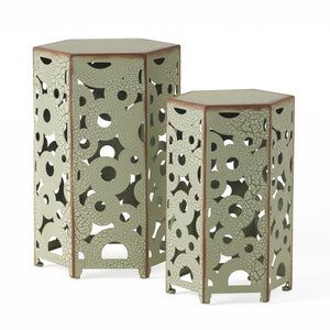 English Elm Selva Iron Accent Table Set of Two Antique Inspired Ironwork for Living Room or Entryway 57303.00