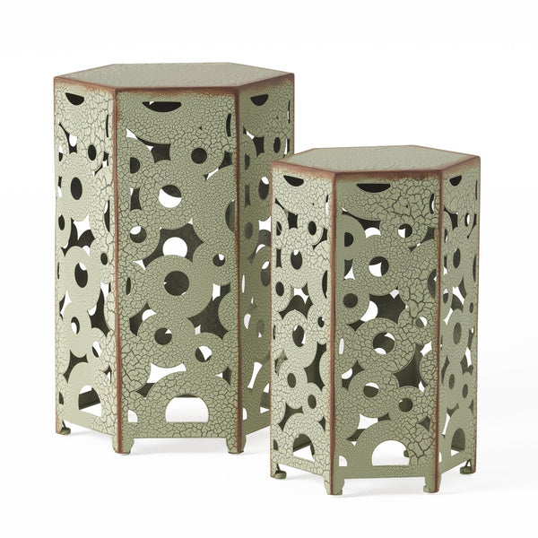 English Elm Selva Iron Accent Table Set of Two Antique Inspired Ironwork for Living Room or Entryway 57303.00