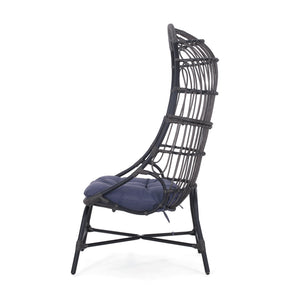 English Elm Elon Faux Rattan Cocoon Chair Woven Basket Silhouette Bohemian Accent Lounge Seat 70656.00GRY