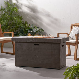 English Elm Custer Outdoor Rectangular Mgo Fire Pit 50000 Btu Patio Entertaining Table 61102.00BRN-50K
